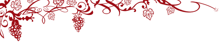 Ornament in rot mit Weinreben und Weinbl&auml;ttern